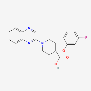 molecular formula C20H18FN3O3 B5540270 4-(3-fluorophenoxy)-1-quinoxalin-2-ylpiperidine-4-carboxylic acid 