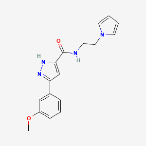 molecular formula C17H18N4O2 B5540278 3-(3-methoxyphenyl)-N-[2-(1H-pyrrol-1-yl)ethyl]-1H-pyrazole-5-carboxamide 