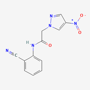 molecular formula C12H9N5O3 B5540281 N-(2-cyanophenyl)-2-(4-nitro-1H-pyrazol-1-yl)acetamide 