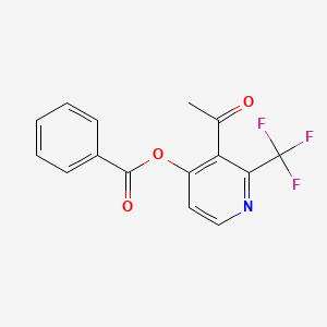 3-acetyl-2-(trifluoromethyl)-4-pyridinyl benzoate