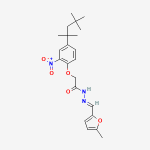 molecular formula C22H29N3O5 B5540303 N'-[(5-methyl-2-furyl)methylene]-2-[2-nitro-4-(1,1,3,3-tetramethylbutyl)phenoxy]acetohydrazide 