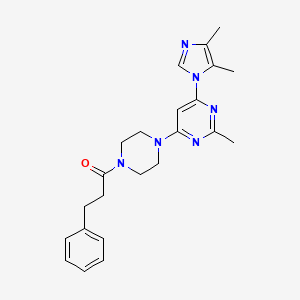 molecular formula C23H28N6O B5540310 4-(4,5-二甲基-1H-咪唑-1-基)-2-甲基-6-[4-(3-苯基丙酰)-1-哌嗪基]嘧啶 