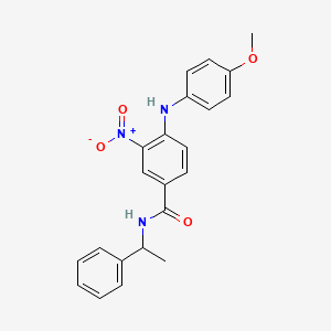 molecular formula C22H21N3O4 B5540425 4-[(4-methoxyphenyl)amino]-3-nitro-N-(1-phenylethyl)benzamide 