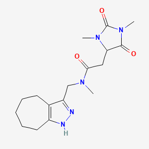 molecular formula C17H25N5O3 B5540437 2-(1,3-二甲基-2,5-二氧代-4-咪唑烷基)-N-(1,4,5,6,7,8-六氢环庚并[c]吡唑-3-基甲基)-N-甲基乙酰胺 