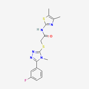 molecular formula C16H16FN5OS2 B5540461 N-(4,5-二甲基-1,3-噻唑-2-基)-2-{[5-(3-氟苯基)-4-甲基-4H-1,2,4-三唑-3-基]硫代}乙酰胺 
