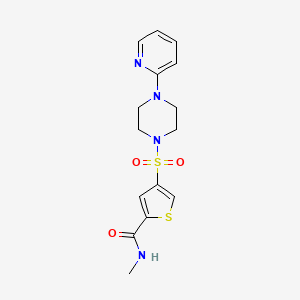 molecular formula C15H18N4O3S2 B5540479 N-methyl-4-{[4-(2-pyridinyl)-1-piperazinyl]sulfonyl}-2-thiophenecarboxamide 