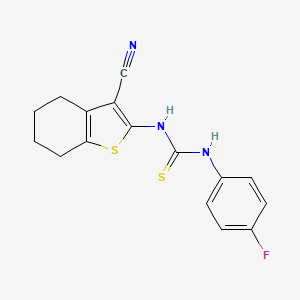 molecular formula C16H14FN3S2 B5540512 N-(3-氰基-4,5,6,7-四氢-1-苯并噻吩-2-基)-N'-(4-氟苯基)硫脲 