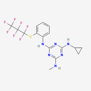 molecular formula C16H15F7N6S B5540518 N~2~-环丙基-N~4~-{2-[(七氟丙基)硫代]苯基}-N~6~-甲基-1,3,5-三嗪-2,4,6-三胺 