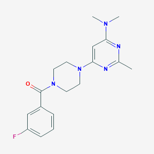 molecular formula C18H22FN5O B5540549 6-[4-(3-fluorobenzoyl)-1-piperazinyl]-N,N,2-trimethyl-4-pyrimidinamine 