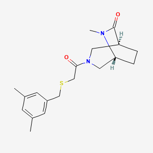 molecular formula C19H26N2O2S B5540597 (1S*,5R*)-3-{[(3,5-dimethylbenzyl)thio]acetyl}-6-methyl-3,6-diazabicyclo[3.2.2]nonan-7-one 