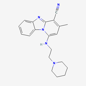 molecular formula C20H23N5 B5540598 3-methyl-1-{[2-(1-piperidinyl)ethyl]amino}pyrido[1,2-a]benzimidazole-4-carbonitrile 