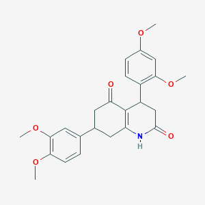 molecular formula C25H27NO6 B5540625 4-(2,4-dimethoxyphenyl)-7-(3,4-dimethoxyphenyl)-4,6,7,8-tetrahydro-2,5(1H,3H)-quinolinedione 