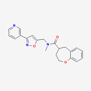 molecular formula C21H21N3O3 B5540649 N-methyl-N-[(3-pyridin-3-ylisoxazol-5-yl)methyl]-2,3,4,5-tetrahydro-1-benzoxepine-4-carboxamide 