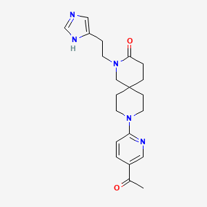 molecular formula C21H27N5O2 B5540675 9-(5-acetylpyridin-2-yl)-2-[2-(1H-imidazol-4-yl)ethyl]-2,9-diazaspiro[5.5]undecan-3-one 