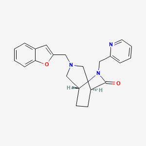 molecular formula C22H23N3O2 B5540742 (1S*,5R*)-3-(1-benzofuran-2-ylmethyl)-6-(2-pyridinylmethyl)-3,6-diazabicyclo[3.2.2]nonan-7-one 