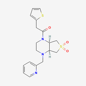molecular formula C18H21N3O3S2 B5540785 (4aR*,7aS*)-1-(pyridin-2-ylmethyl)-4-(2-thienylacetyl)octahydrothieno[3,4-b]pyrazine 6,6-dioxide 
