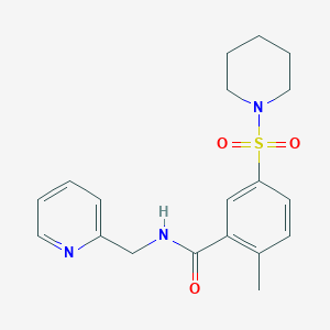molecular formula C19H23N3O3S B5540810 2-methyl-5-(1-piperidinylsulfonyl)-N-(2-pyridinylmethyl)benzamide 