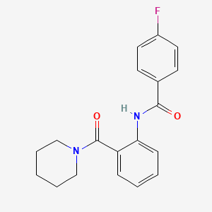 molecular formula C19H19FN2O2 B5540869 4-fluoro-N-[2-(1-piperidinylcarbonyl)phenyl]benzamide 