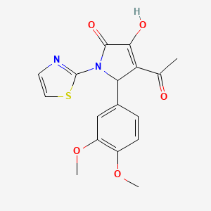 molecular formula C17H16N2O5S B5540873 4-acetyl-5-(3,4-dimethoxyphenyl)-3-hydroxy-1-(1,3-thiazol-2-yl)-1,5-dihydro-2H-pyrrol-2-one 