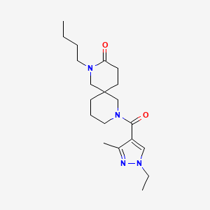 molecular formula C20H32N4O2 B5540888 2-butyl-8-[(1-ethyl-3-methyl-1H-pyrazol-4-yl)carbonyl]-2,8-diazaspiro[5.5]undecan-3-one 