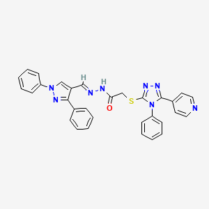 N'-[(1,3-diphenyl-1H-pyrazol-4-yl)methylene]-2-{[4-phenyl-5-(4-pyridinyl)-4H-1,2,4-triazol-3-yl]thio}acetohydrazide