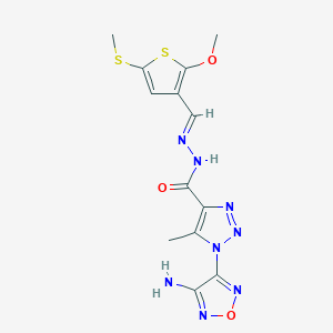 molecular formula C13H14N8O3S2 B5541030 1-(4-amino-1,2,5-oxadiazol-3-yl)-N'-{[2-methoxy-5-(methylthio)-3-thienyl]methylene}-5-methyl-1H-1,2,3-triazole-4-carbohydrazide 