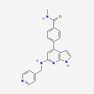 molecular formula C21H19N5O B5541146 N-methyl-4-{6-[(pyridin-4-ylmethyl)amino]-1H-pyrrolo[2,3-b]pyridin-4-yl}benzamide 