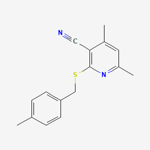 molecular formula C16H16N2S B5541181 4,6-dimethyl-2-[(4-methylbenzyl)thio]nicotinonitrile 