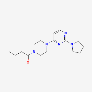 molecular formula C17H27N5O B5541197 4-[4-(3-methylbutanoyl)-1-piperazinyl]-2-(1-pyrrolidinyl)pyrimidine 