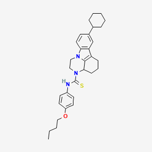 molecular formula C31H39N3OS B5541242 N-(4-butoxyphenyl)-8-cyclohexyl-1,2,3a,4,5,6-hexahydro-3H-pyrazino[3,2,1-jk]carbazole-3-carbothioamide 