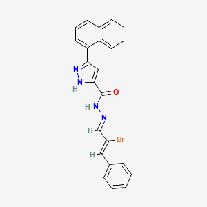 molecular formula C23H17BrN4O B5541266 N'-(2-溴-3-苯基-2-丙烯-1-亚甲基)-3-(1-萘基)-1H-吡唑-5-甲酰肼 