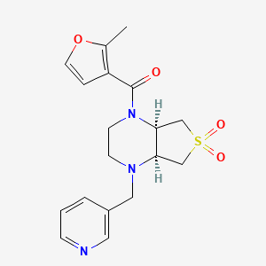 molecular formula C18H21N3O4S B5541277 (4aS*,7aR*)-1-(2-methyl-3-furoyl)-4-(3-pyridinylmethyl)octahydrothieno[3,4-b]pyrazine 6,6-dioxide 