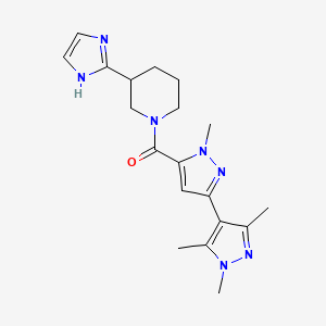 molecular formula C19H25N7O B5541292 5-{[3-(1H-咪唑-2-基)-1-哌啶基]羰基}-1,1',3',5'-四甲基-1H,1'H-3,4'-联吡唑 