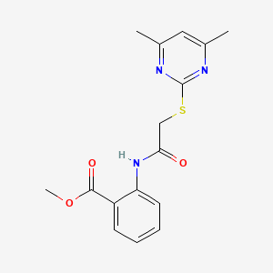 molecular formula C16H17N3O3S B5541294 methyl 2-({[(4,6-dimethyl-2-pyrimidinyl)thio]acetyl}amino)benzoate 