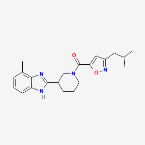 molecular formula C21H26N4O2 B5541324 2-{1-[(3-isobutyl-5-isoxazolyl)carbonyl]-3-piperidinyl}-4-methyl-1H-benzimidazole 