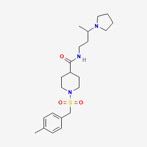 molecular formula C22H35N3O3S B5541363 1-[(4-甲基苄基)磺酰基]-N-[3-(1-吡咯烷基)丁基]-4-哌啶甲酰胺 