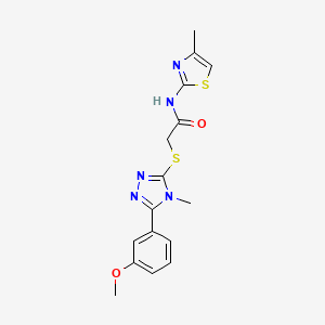 molecular formula C16H17N5O2S2 B5541366 2-{[5-(3-甲氧基苯基)-4-甲基-4H-1,2,4-三唑-3-基]硫代}-N-(4-甲基-1,3-噻唑-2-基)乙酰胺 