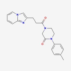 molecular formula C21H22N4O2 B5541400 4-(3-咪唑并[1,2-a]吡啶-2-基丙酰)-1-(4-甲苯基)-2-哌嗪酮 