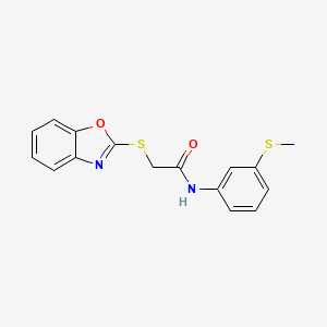 molecular formula C16H14N2O2S2 B5541403 2-(1,3-benzoxazol-2-ylthio)-N-[3-(methylthio)phenyl]acetamide 
