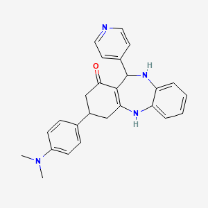 molecular formula C26H26N4O B5541411 3-[4-(dimethylamino)phenyl]-11-(4-pyridinyl)-2,3,4,5,10,11-hexahydro-1H-dibenzo[b,e][1,4]diazepin-1-one 