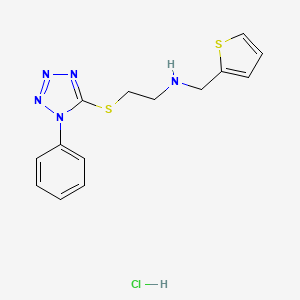 molecular formula C14H16ClN5S2 B5541430 {2-[(1-phenyl-1H-tetrazol-5-yl)thio]ethyl}(2-thienylmethyl)amine hydrochloride 