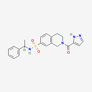 molecular formula C21H22N4O3S B5541444 N-(1-苯乙基)-2-(1H-吡唑-3-基羰基)-1,2,3,4-四氢异喹啉-7-磺酰胺 