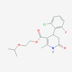 molecular formula C18H21ClFNO4 B5541455 4-(2-氯-6-氟苯基)-2-甲基-6-氧代-1,4,5,6-四氢-3-吡啶甲酸2-异丙氧基乙酯 
