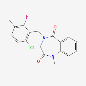 molecular formula C18H16ClFN2O2 B5541469 4-(6-氯-2-氟-3-甲基苄基)-1-甲基-3,4-二氢-1H-1,4-苯并二氮杂卓-2,5-二酮 