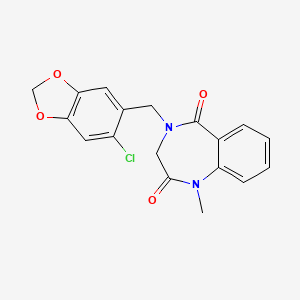 molecular formula C18H15ClN2O4 B5541470 4-[(6-chloro-1,3-benzodioxol-5-yl)methyl]-1-methyl-3,4-dihydro-1H-1,4-benzodiazepine-2,5-dione 