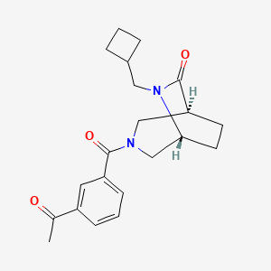 molecular formula C21H26N2O3 B5541479 (1S*,5R*)-3-(3-乙酰基苯甲酰)-6-(环丁基甲基)-3,6-二氮杂双环[3.2.2]壬烷-7-酮 