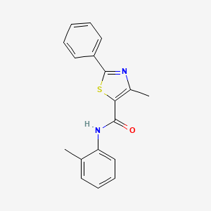 molecular formula C18H16N2OS B5541511 4-methyl-N-(2-methylphenyl)-2-phenyl-1,3-thiazole-5-carboxamide 