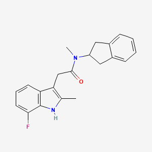 molecular formula C21H21FN2O B5541516 N-(2,3-二氢-1H-茚-2-基)-2-(7-氟-2-甲基-1H-吲哚-3-基)-N-甲基乙酰胺 