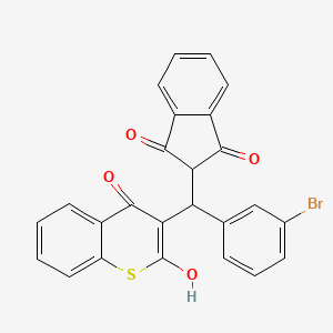 molecular formula C25H15BrO4S B5541521 2-[(3-bromophenyl)(4-hydroxy-2-oxo-2H-thiochromen-3-yl)methyl]-1H-indene-1,3(2H)-dione 