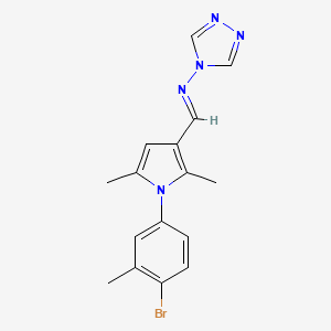 molecular formula C16H16BrN5 B5541545 N-{[1-(4-bromo-3-methylphenyl)-2,5-dimethyl-1H-pyrrol-3-yl]methylene}-4H-1,2,4-triazol-4-amine 